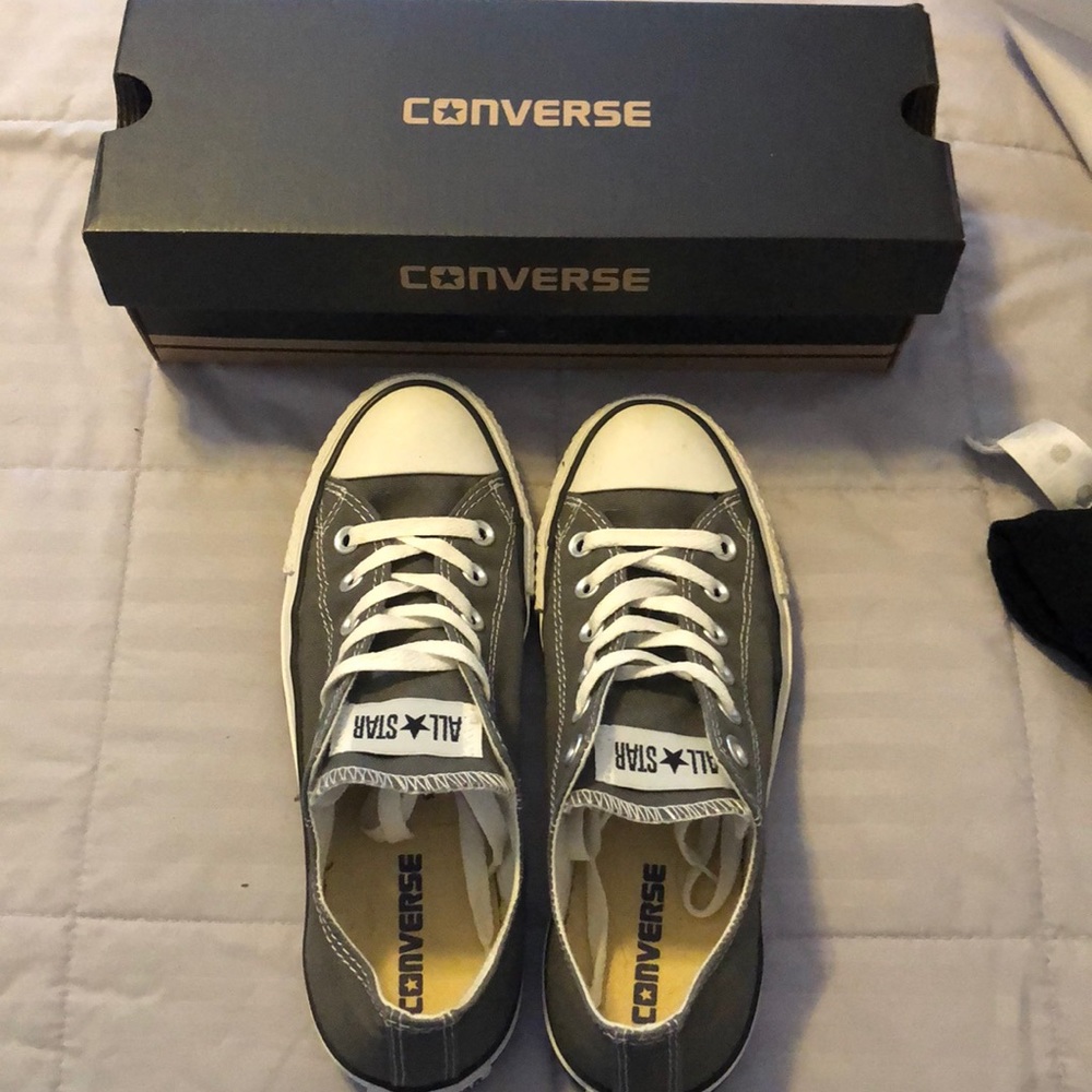 Grey and white converse